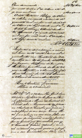 Ofício da Assembleia enviado a Martim Francisco Ribeiro de Andrada.